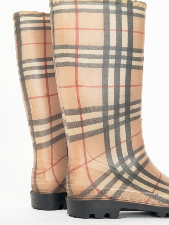 Burberry Haymarket Tall Rubber Rain Boots - Picture 7 of 9